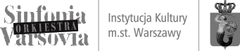 Logo Sinfonia Varsovia i logo miasta stołecznego Warszawa. Napis: Instytucja kultury miasta stołecznego Warszawy.